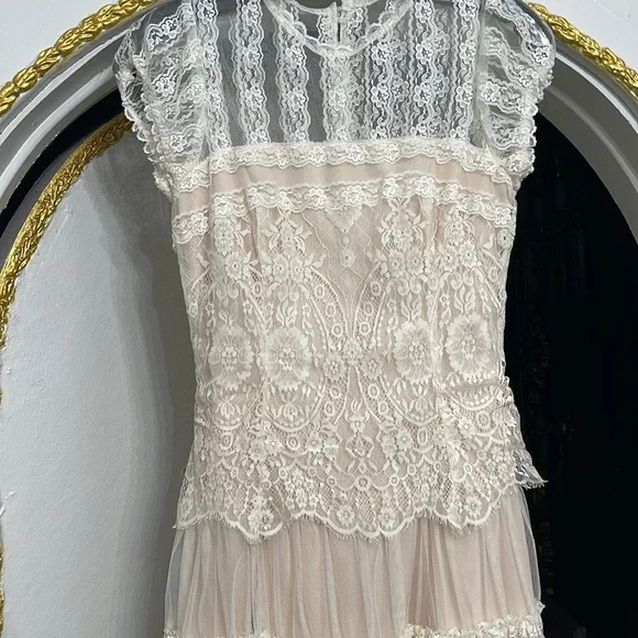 Vintage Jessica McClintock Fairycore Princess Cottagecore Lace Dress Size 4